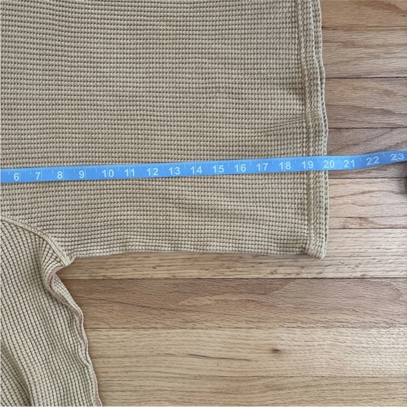 Free People FP One Womens Top XS Mustard Tasha Waffle Thermal Long Puff Sleeve - Picture 7 of 10